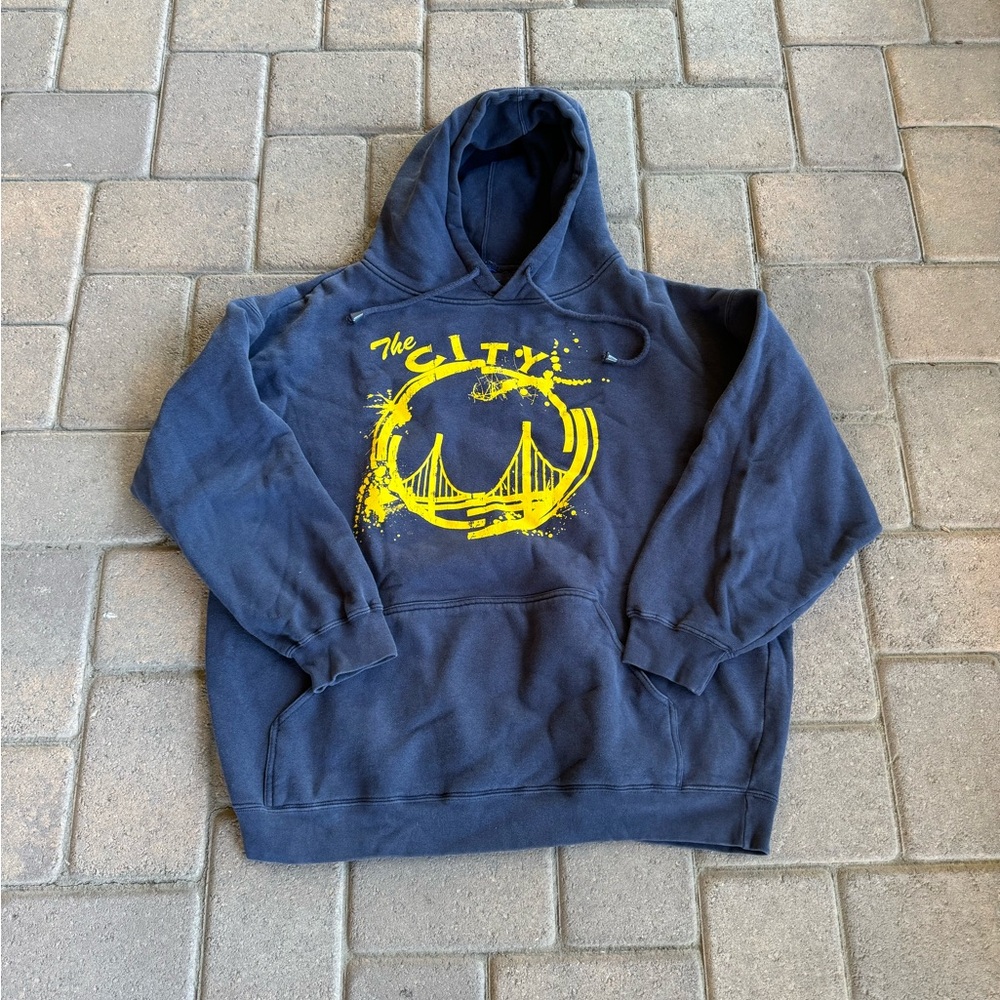 Large navy blue heavy cotton warriors hoodie